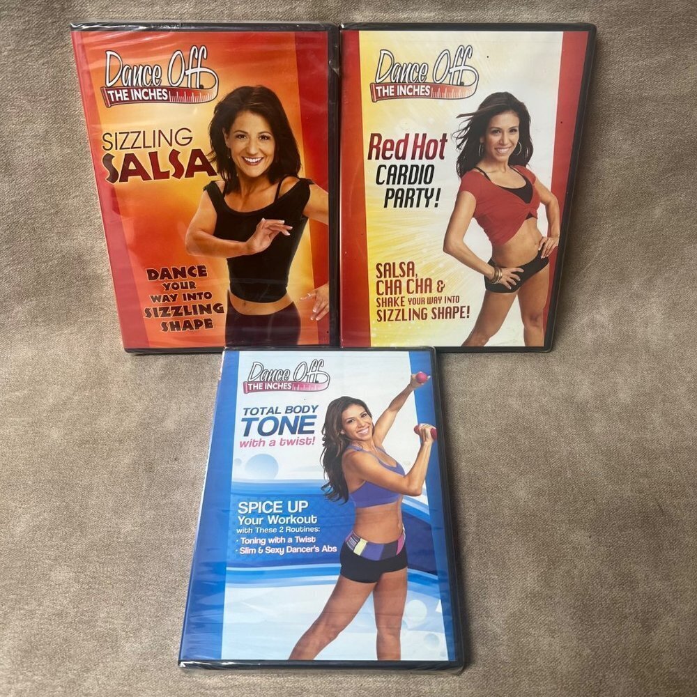 Set of (3) Dance Off The Inches DVD Dances Fitness Stella Sandoval NEW SEALED